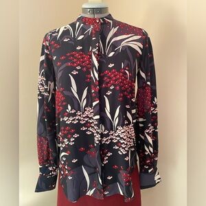 Ann Taylor floral blouse XS. Blue, burgundy, white, pink